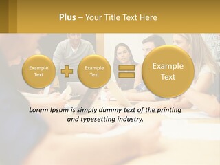 A Group Of People Sitting Around A Conference Table PowerPoint Template
