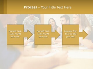 A Group Of People Sitting Around A Conference Table PowerPoint Template