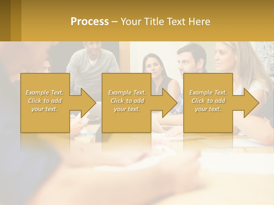 A Group Of People Sitting Around A Conference Table PowerPoint Template