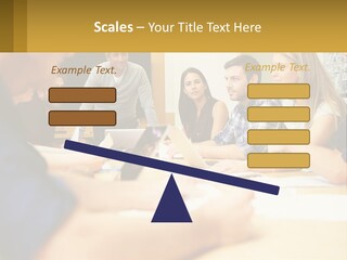 A Group Of People Sitting Around A Conference Table PowerPoint Template