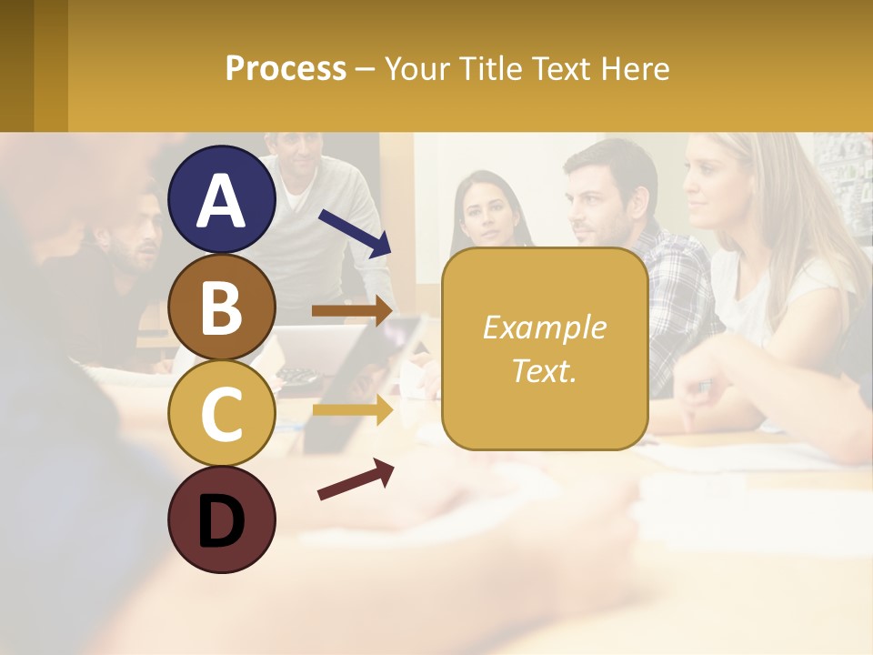 A Group Of People Sitting Around A Conference Table PowerPoint Template