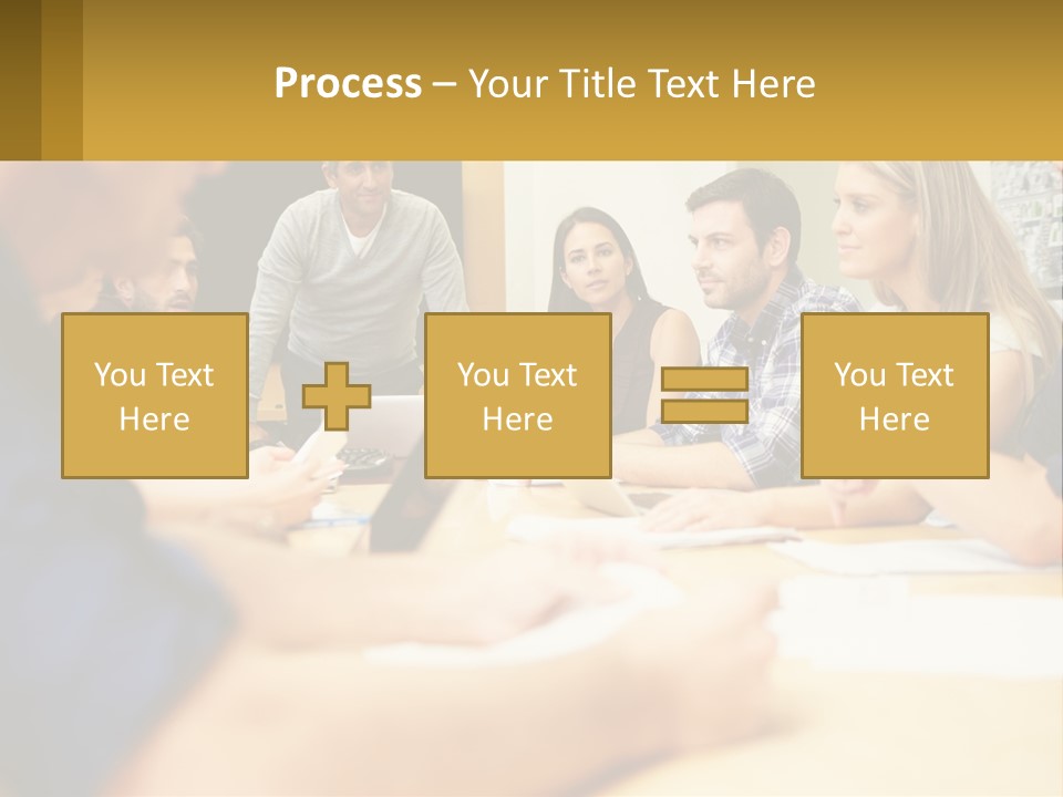A Group Of People Sitting Around A Conference Table PowerPoint Template