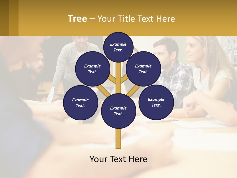 A Group Of People Sitting Around A Conference Table PowerPoint Template