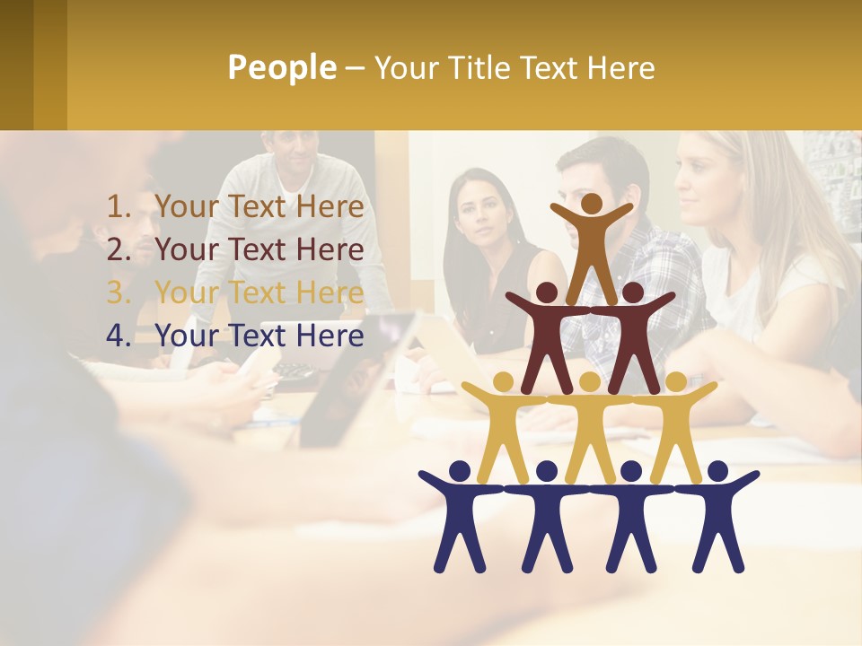 A Group Of People Sitting Around A Conference Table PowerPoint Template