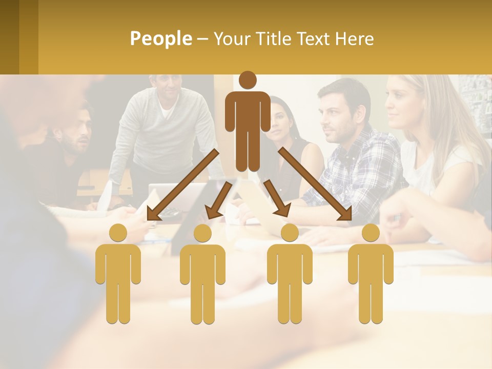 A Group Of People Sitting Around A Conference Table PowerPoint Template