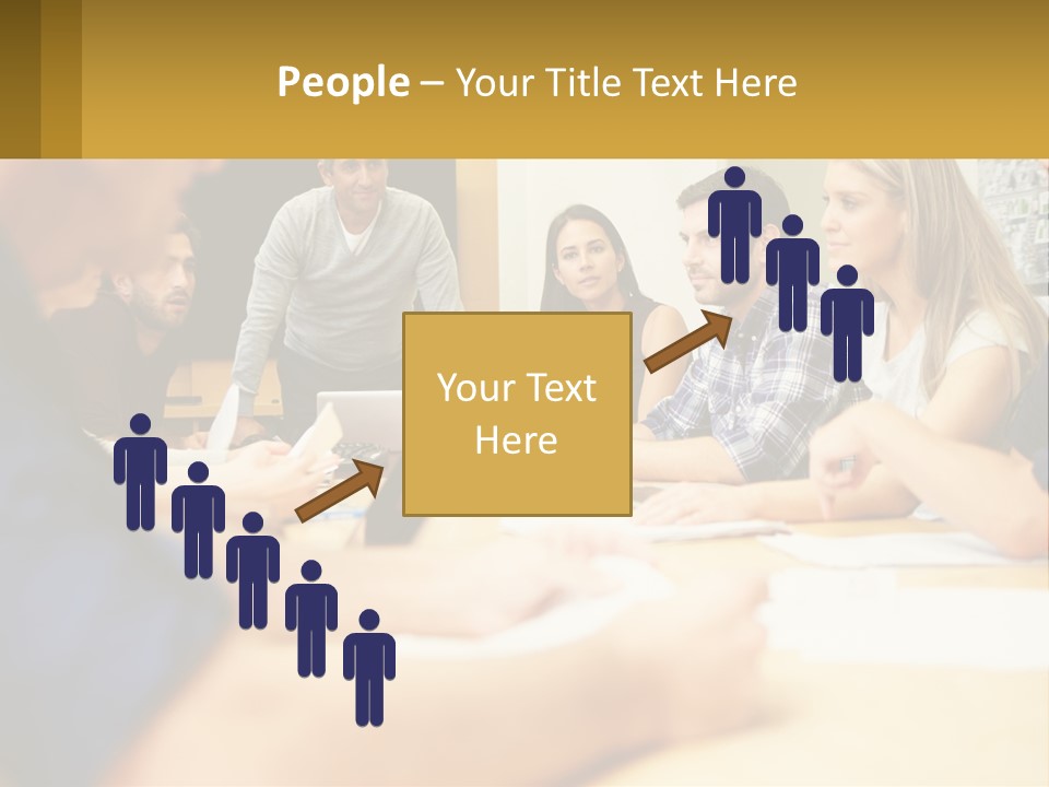 A Group Of People Sitting Around A Conference Table PowerPoint Template