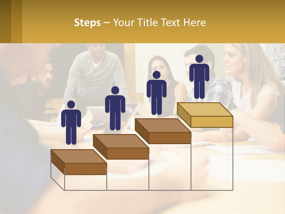 A Group Of People Sitting Around A Conference Table PowerPoint Template