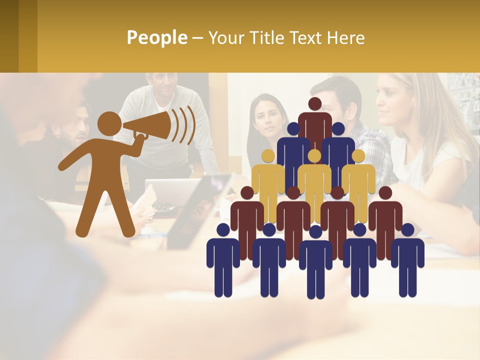 A Group Of People Sitting Around A Conference Table PowerPoint Template