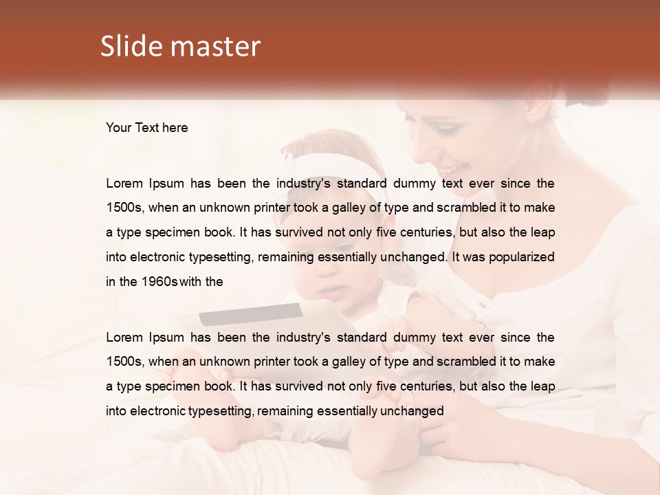 A Woman Holding A Baby While Looking At A Tablet PowerPoint Template