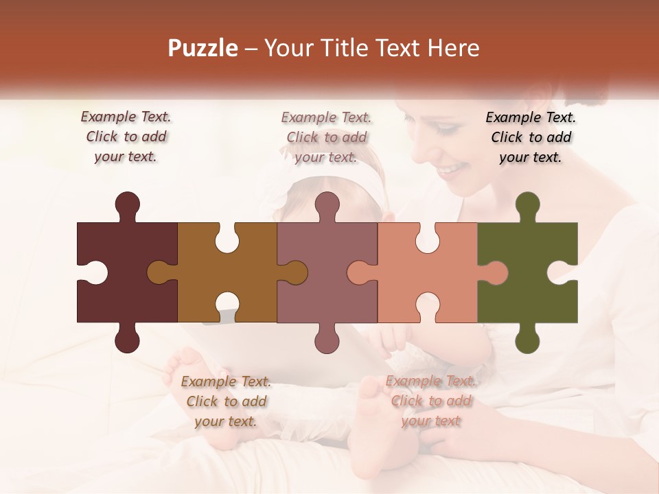 A Woman Holding A Baby While Looking At A Tablet PowerPoint Template