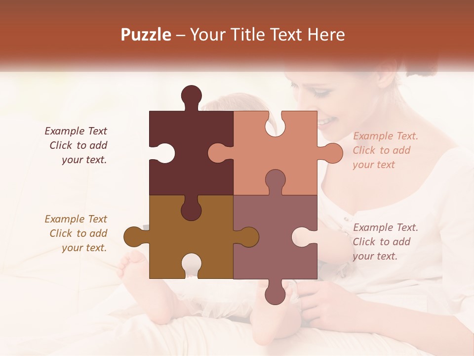 A Woman Holding A Baby While Looking At A Tablet PowerPoint Template