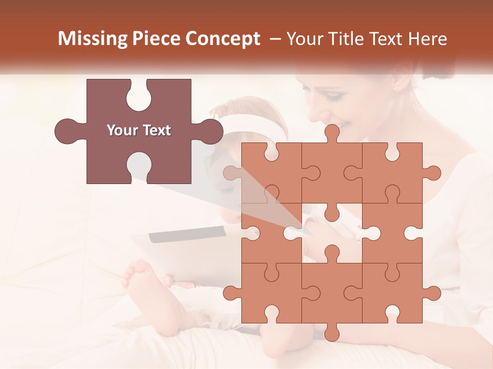 A Woman Holding A Baby While Looking At A Tablet PowerPoint Template