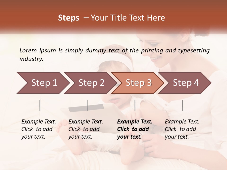 A Woman Holding A Baby While Looking At A Tablet PowerPoint Template