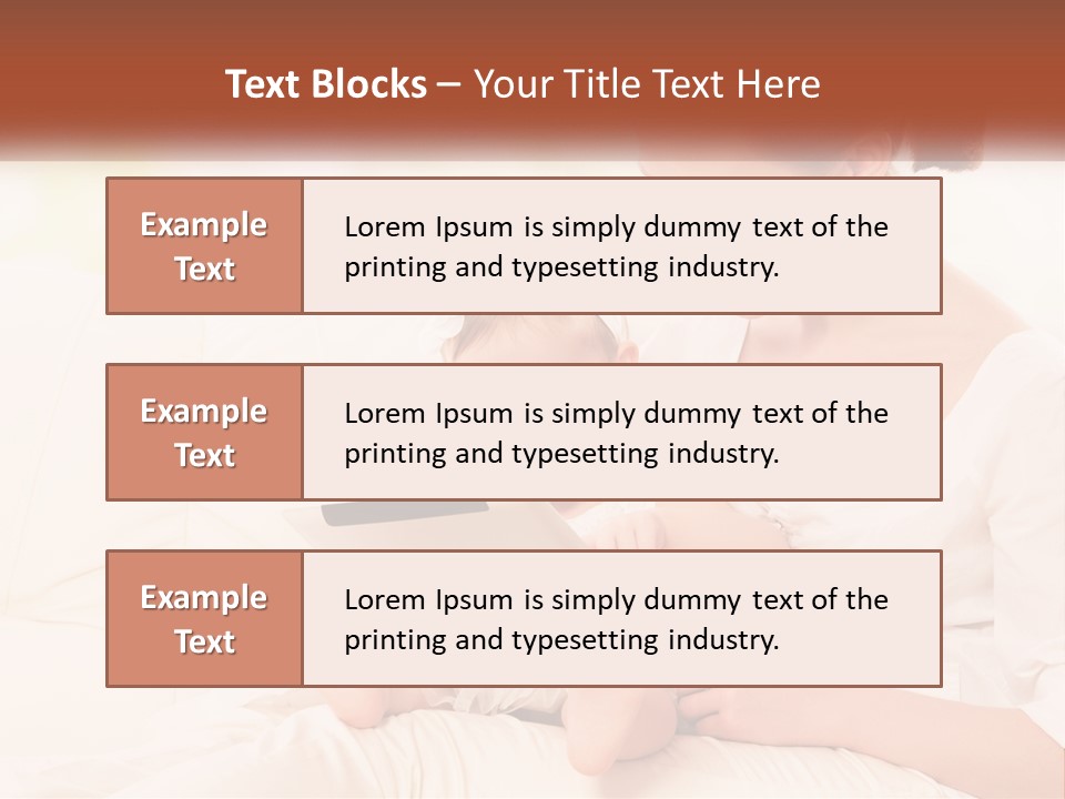 A Woman Holding A Baby While Looking At A Tablet PowerPoint Template