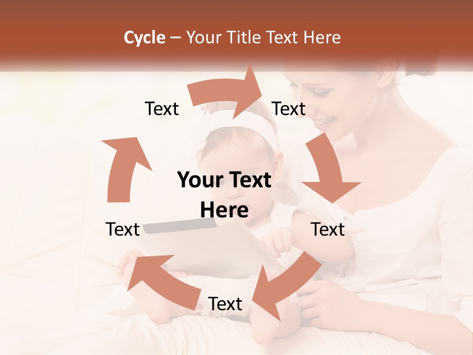 A Woman Holding A Baby While Looking At A Tablet PowerPoint Template