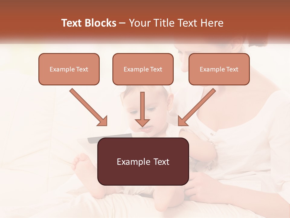 A Woman Holding A Baby While Looking At A Tablet PowerPoint Template