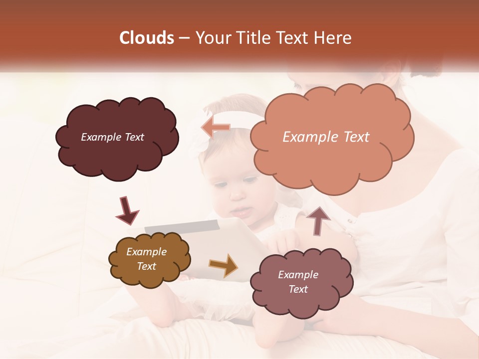 A Woman Holding A Baby While Looking At A Tablet PowerPoint Template