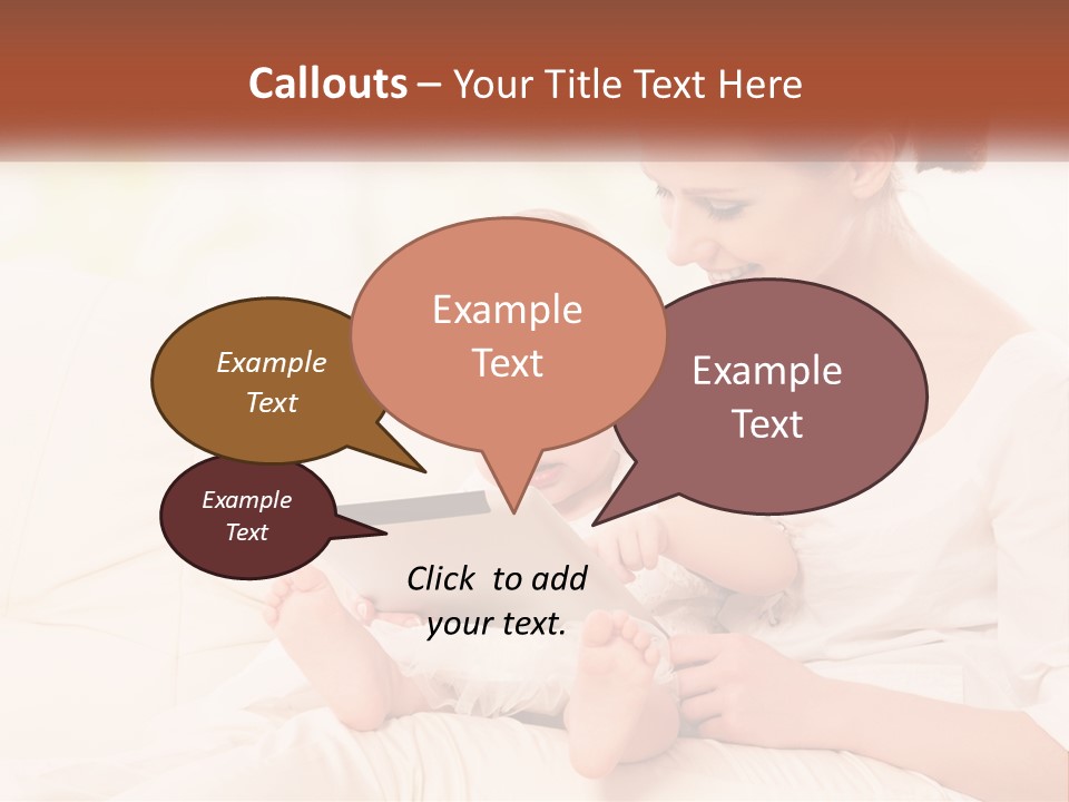 A Woman Holding A Baby While Looking At A Tablet PowerPoint Template