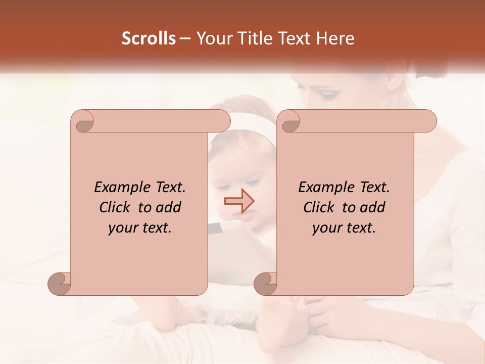 A Woman Holding A Baby While Looking At A Tablet PowerPoint Template