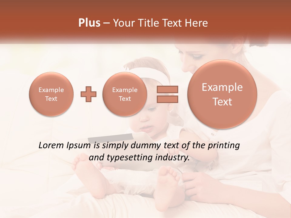 A Woman Holding A Baby While Looking At A Tablet PowerPoint Template