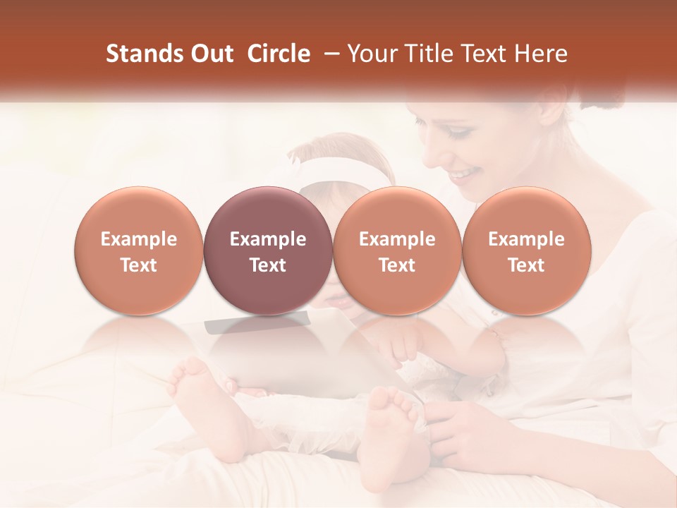 A Woman Holding A Baby While Looking At A Tablet PowerPoint Template