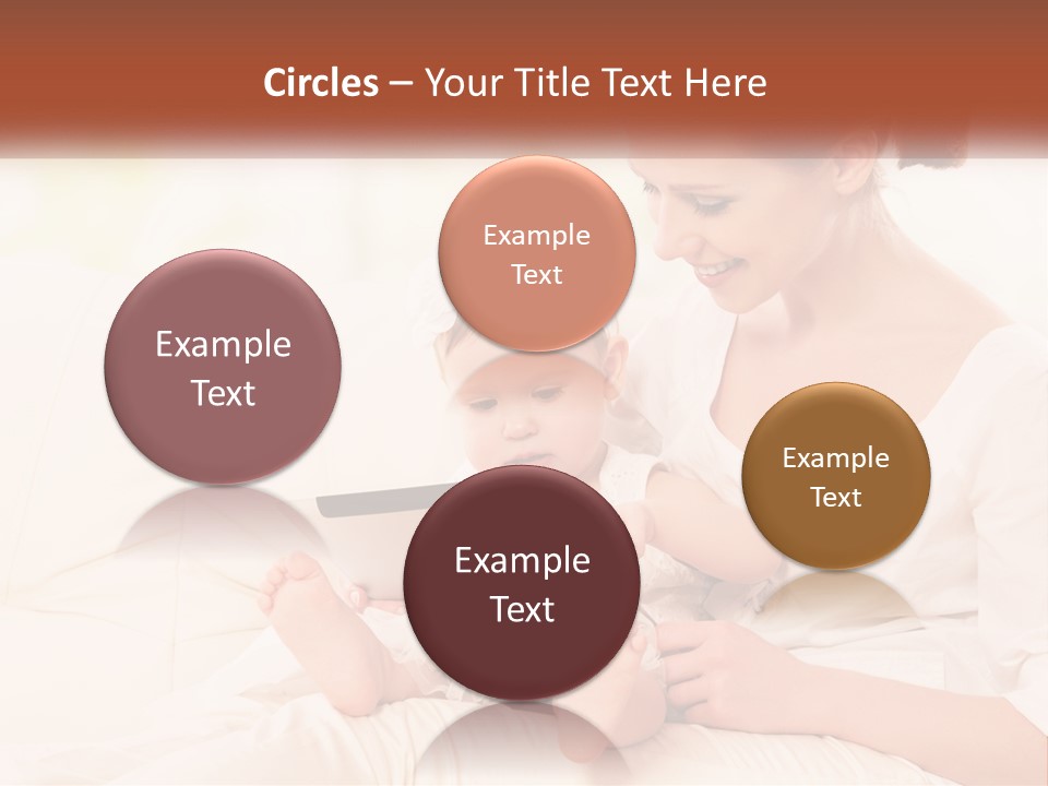 A Woman Holding A Baby While Looking At A Tablet PowerPoint Template