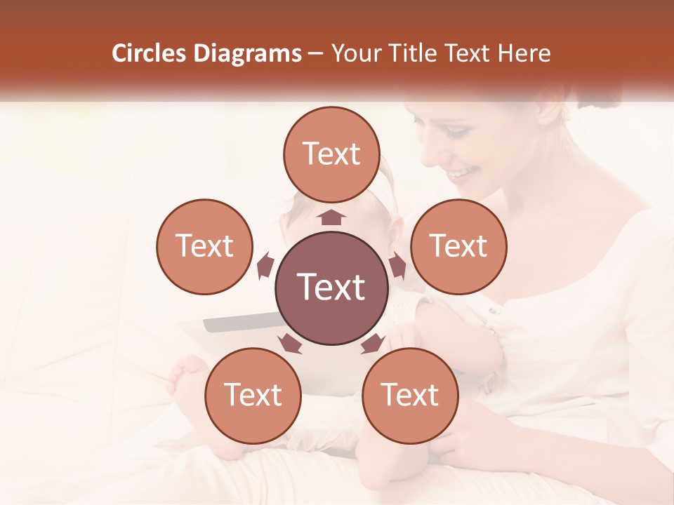 A Woman Holding A Baby While Looking At A Tablet PowerPoint Template