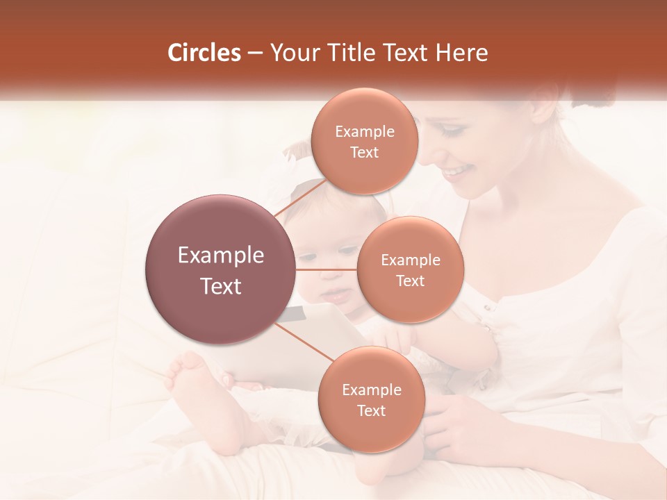 A Woman Holding A Baby While Looking At A Tablet PowerPoint Template