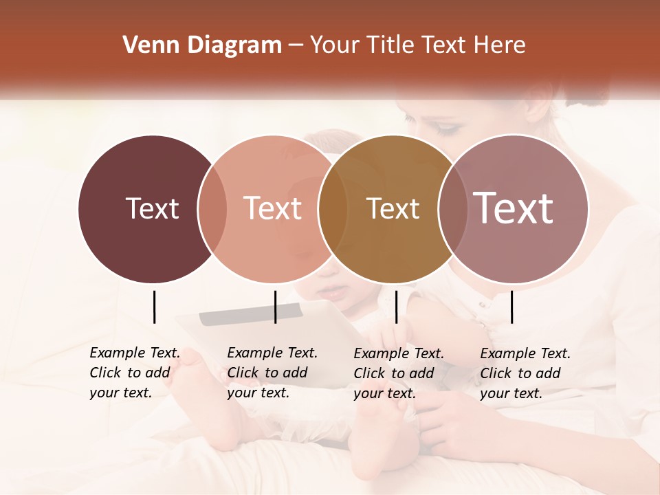 A Woman Holding A Baby While Looking At A Tablet PowerPoint Template