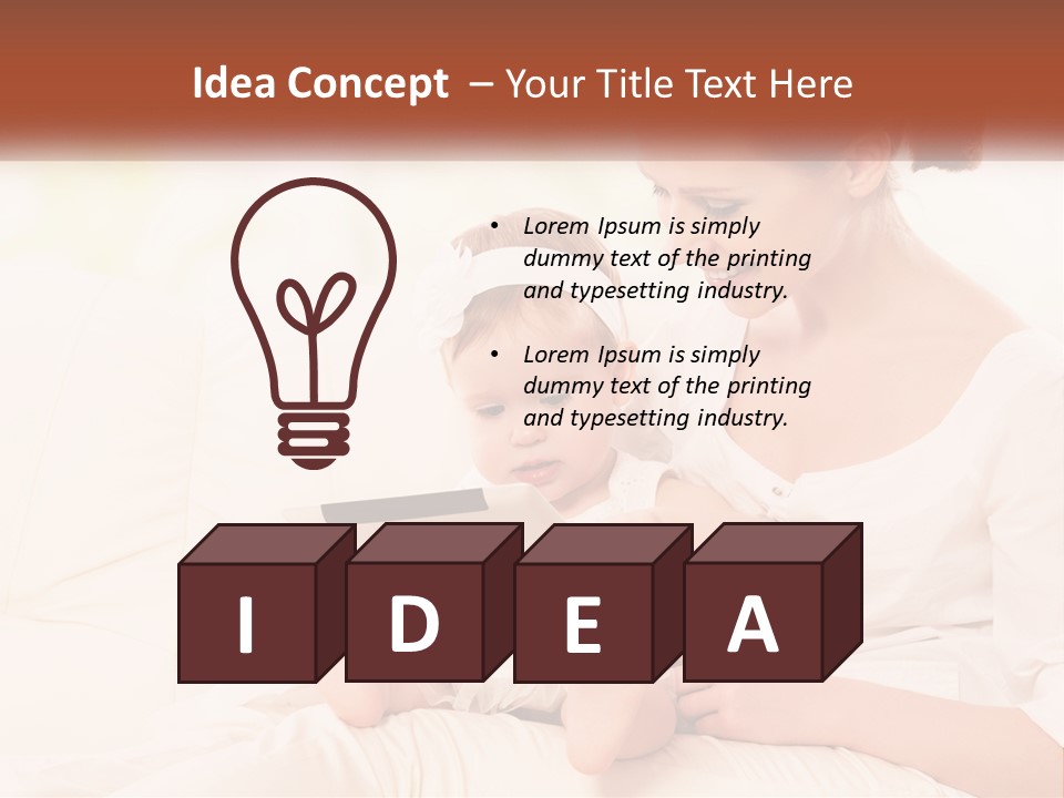 A Woman Holding A Baby While Looking At A Tablet PowerPoint Template