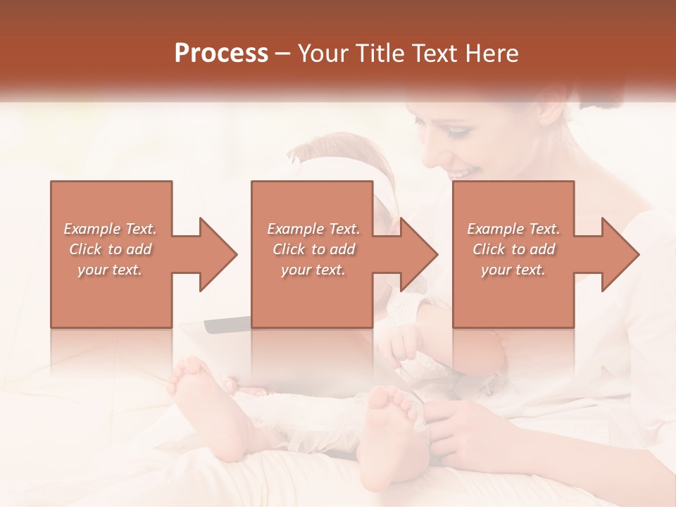 A Woman Holding A Baby While Looking At A Tablet PowerPoint Template