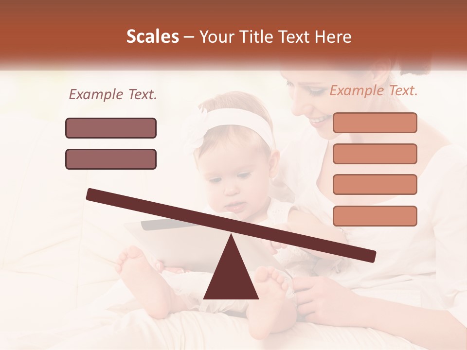 A Woman Holding A Baby While Looking At A Tablet PowerPoint Template