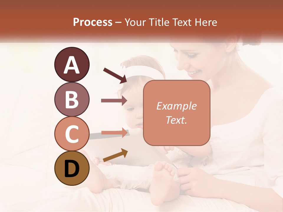 A Woman Holding A Baby While Looking At A Tablet PowerPoint Template