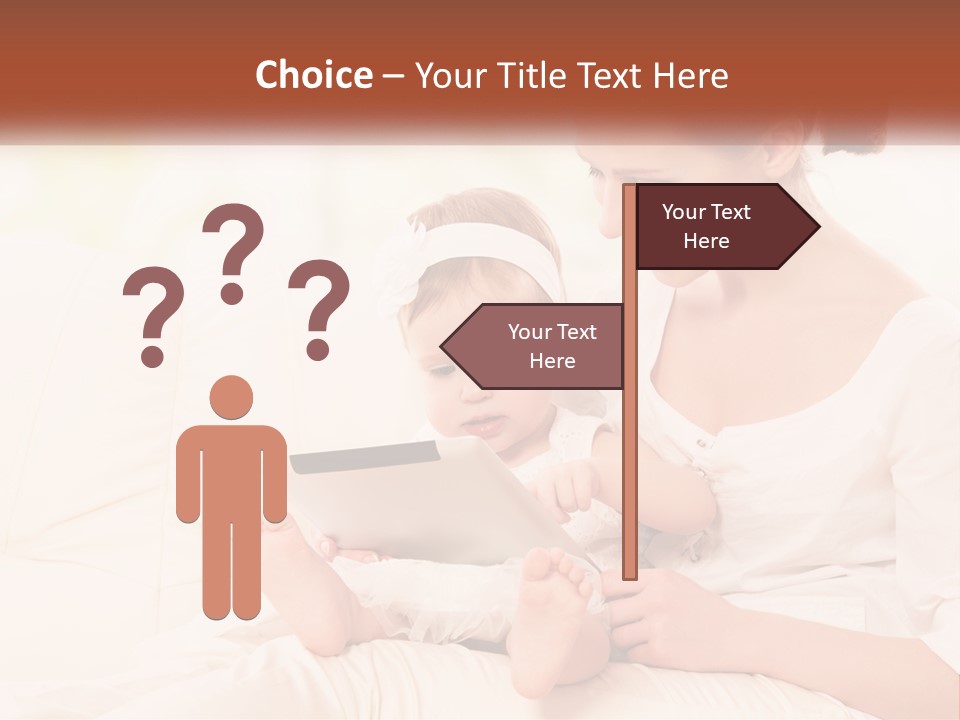 A Woman Holding A Baby While Looking At A Tablet PowerPoint Template
