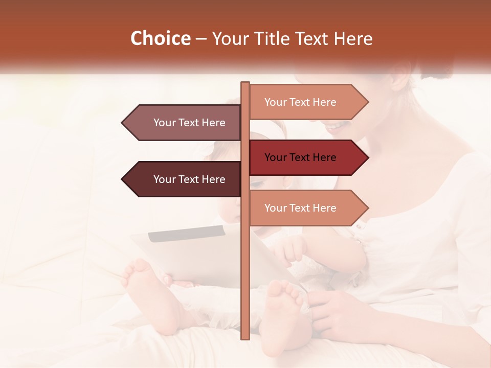 A Woman Holding A Baby While Looking At A Tablet PowerPoint Template