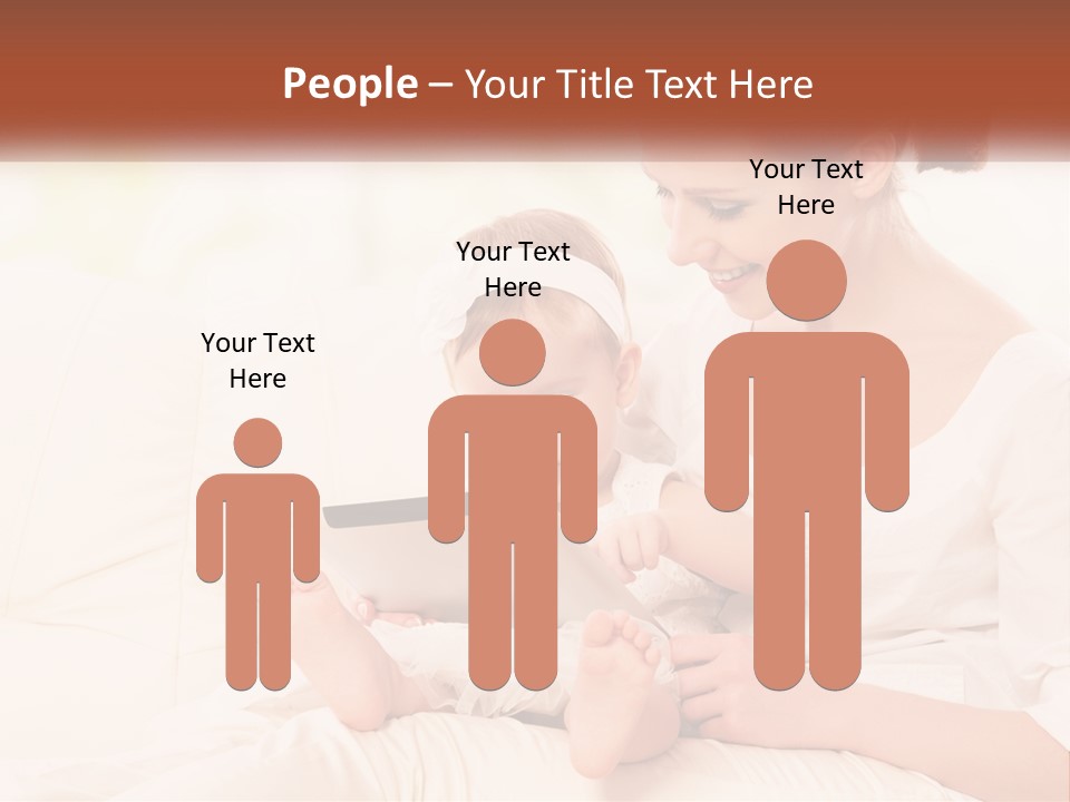 A Woman Holding A Baby While Looking At A Tablet PowerPoint Template