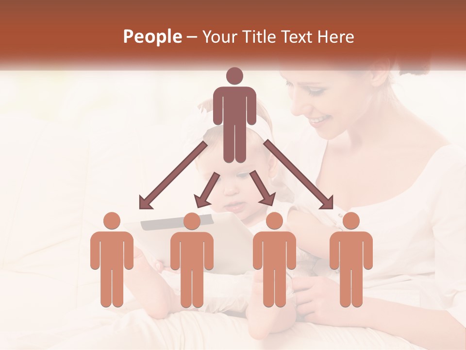 A Woman Holding A Baby While Looking At A Tablet PowerPoint Template