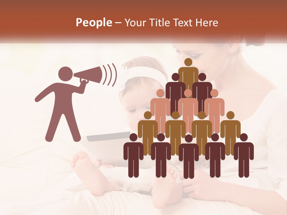 A Woman Holding A Baby While Looking At A Tablet PowerPoint Template