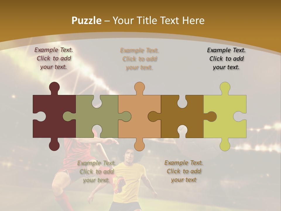 Two Soccer Players Kicking A Soccer Ball On A Field PowerPoint Template