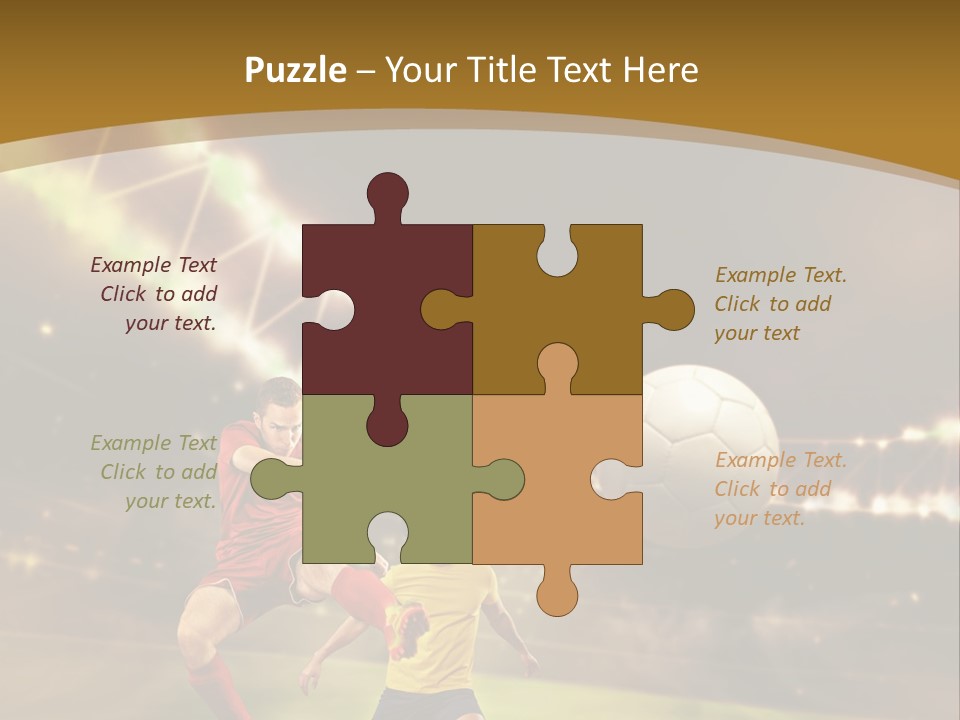 Two Soccer Players Kicking A Soccer Ball On A Field PowerPoint Template