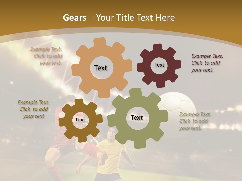 Two Soccer Players Kicking A Soccer Ball On A Field PowerPoint Template