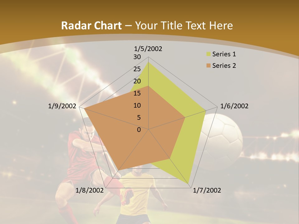 Two Soccer Players Kicking A Soccer Ball On A Field PowerPoint Template