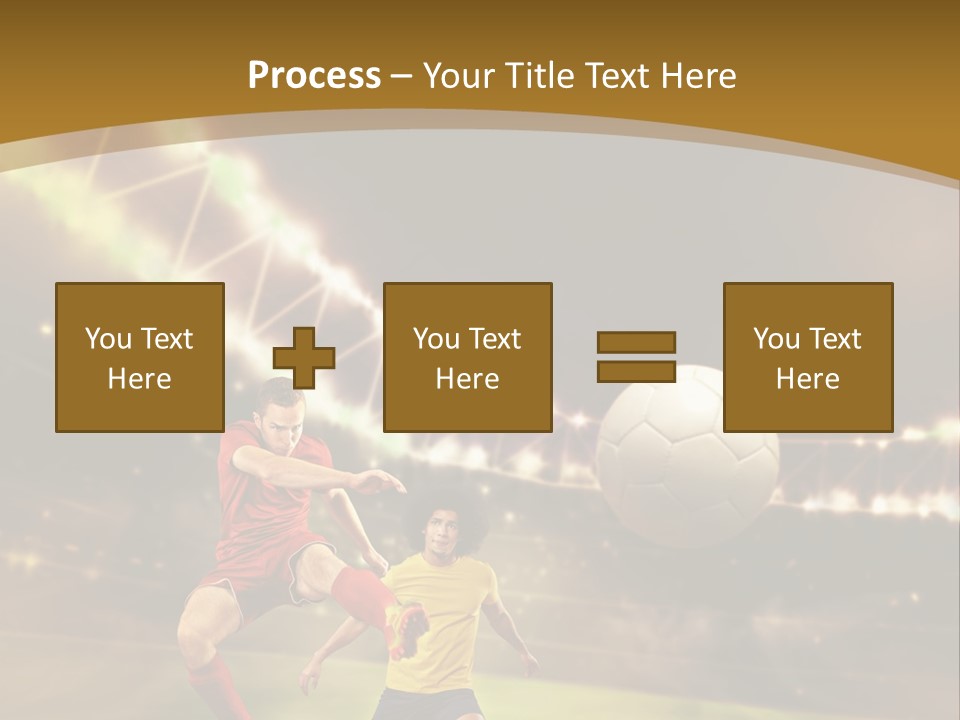 Two Soccer Players Kicking A Soccer Ball On A Field PowerPoint Template