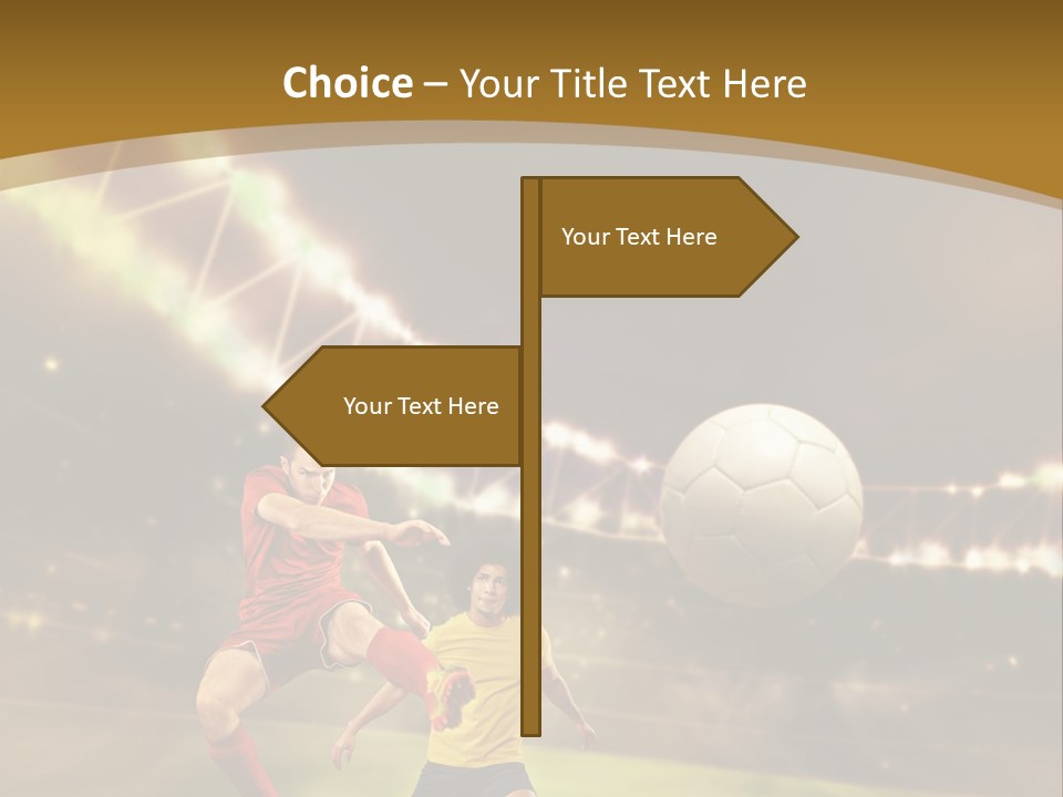 Two Soccer Players Kicking A Soccer Ball On A Field PowerPoint Template