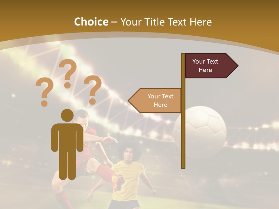 Two Soccer Players Kicking A Soccer Ball On A Field PowerPoint Template