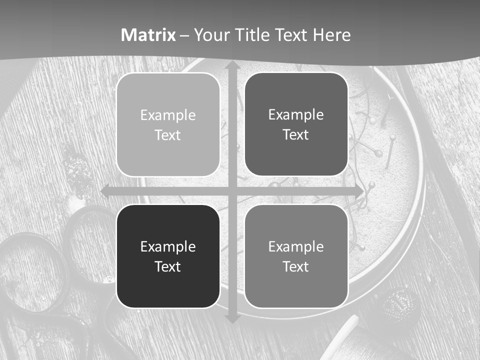 A Black And White Photo Of Scissors And A Hat On A Wooden Table PowerPoint Template