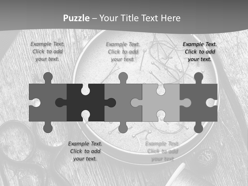 A Black And White Photo Of Scissors And A Hat On A Wooden Table PowerPoint Template