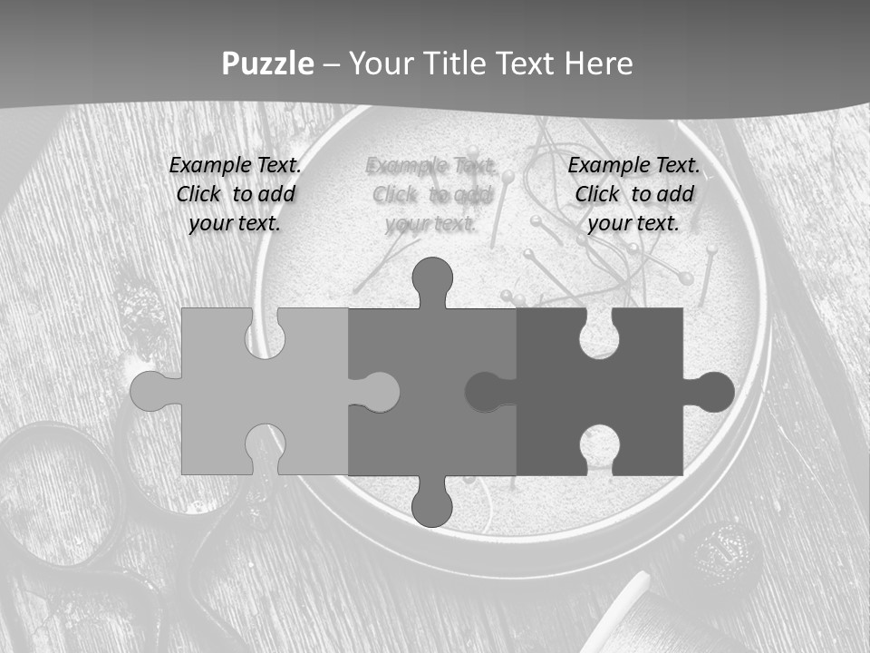 A Black And White Photo Of Scissors And A Hat On A Wooden Table PowerPoint Template