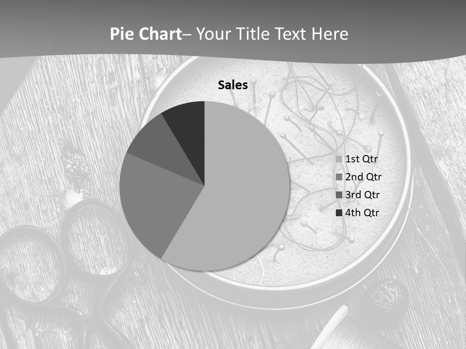 A Black And White Photo Of Scissors And A Hat On A Wooden Table PowerPoint Template