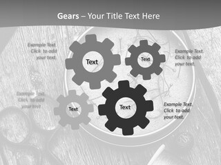 A Black And White Photo Of Scissors And A Hat On A Wooden Table PowerPoint Template